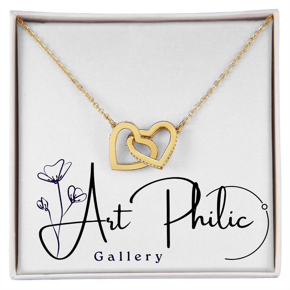 Interlocking Heart Necklace (Yellow & White Gold)