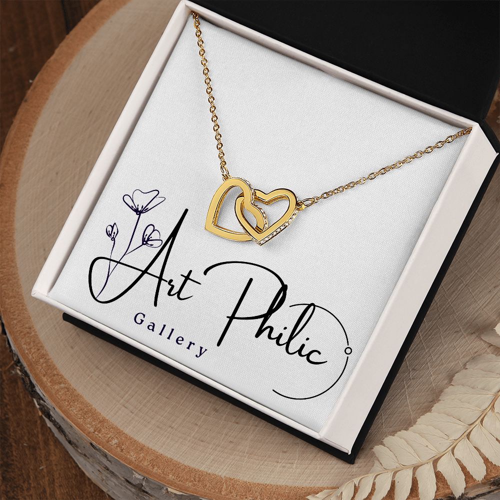 Interlocking Heart Necklace (Yellow & White Gold)