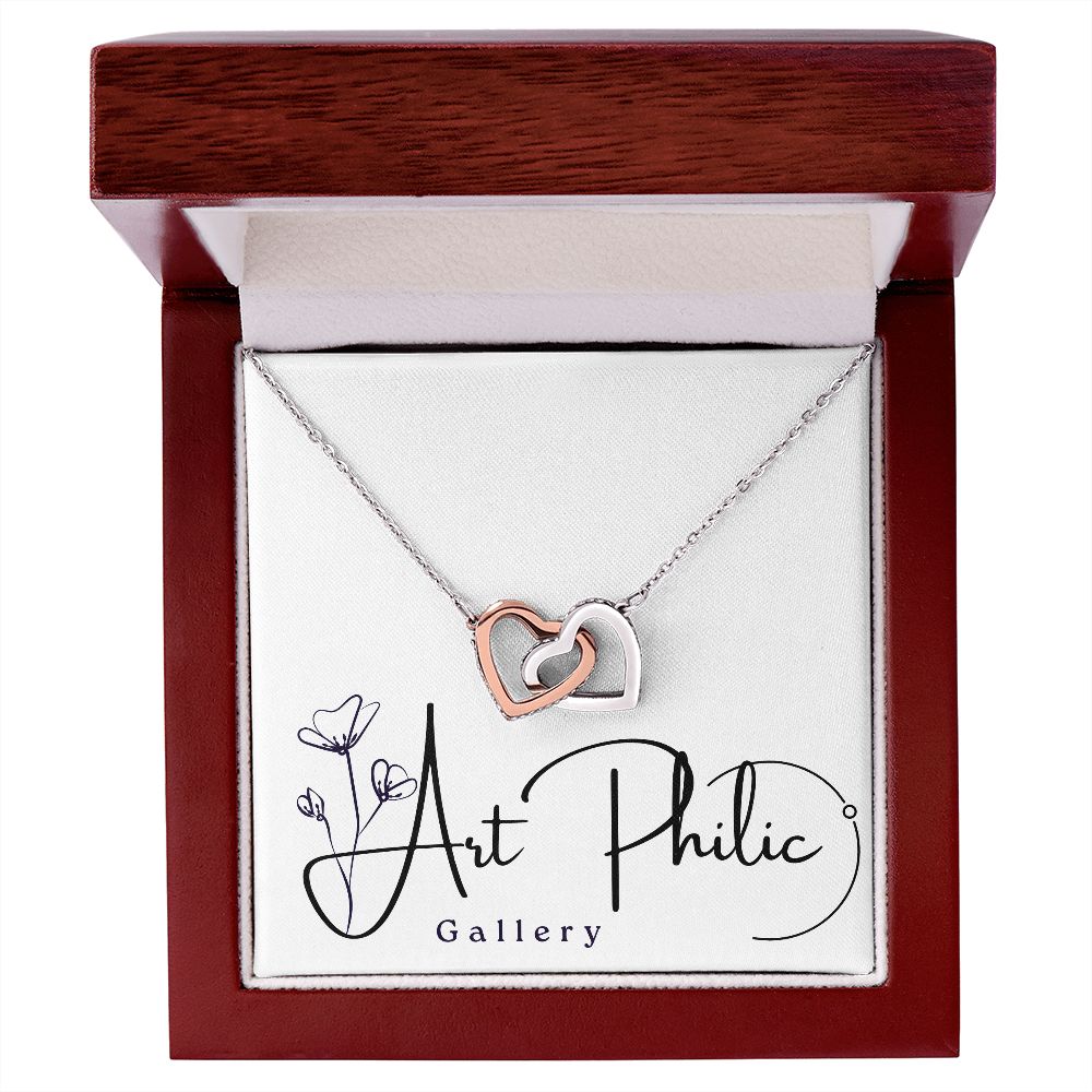Interlocking Heart Necklace (Yellow & White Gold)