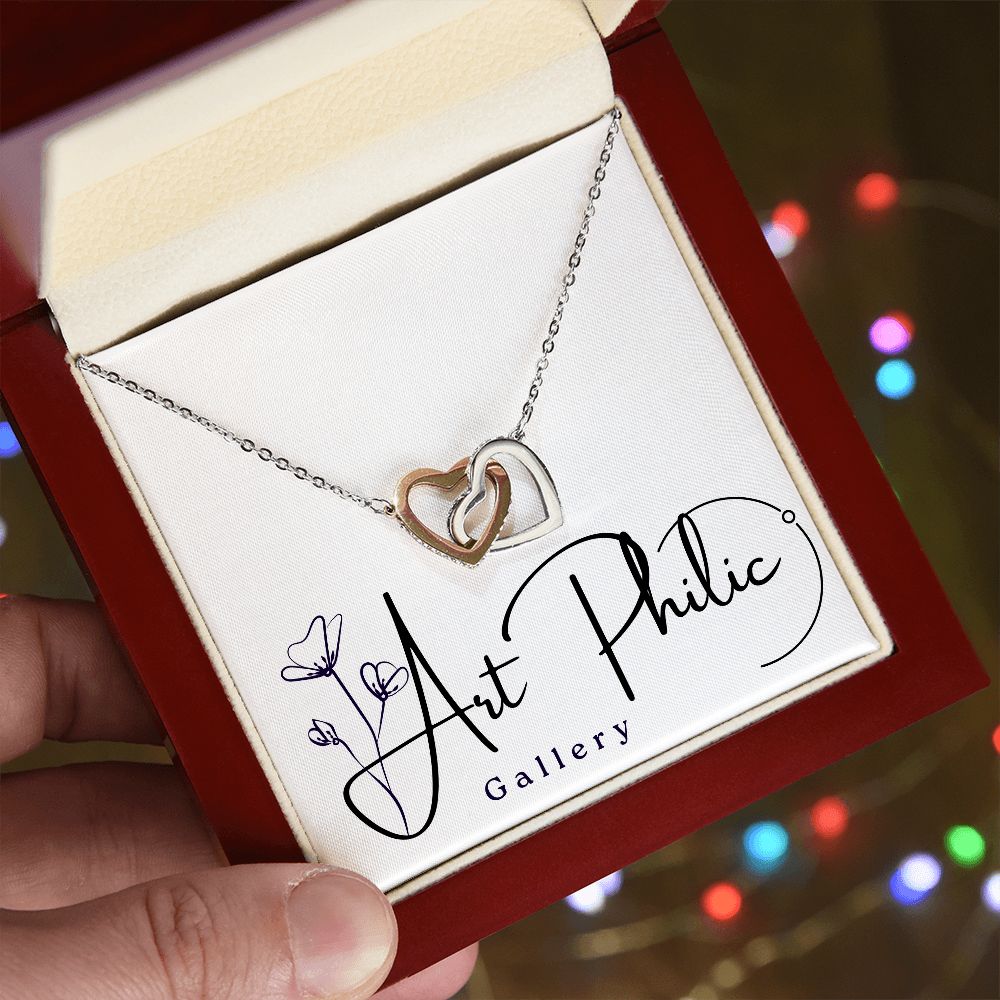 Interlocking Heart Necklace (Yellow & White Gold)