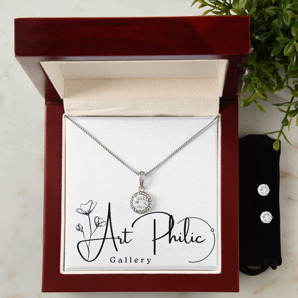 Eternal Hope Necklace + Clear CZ Earrings
