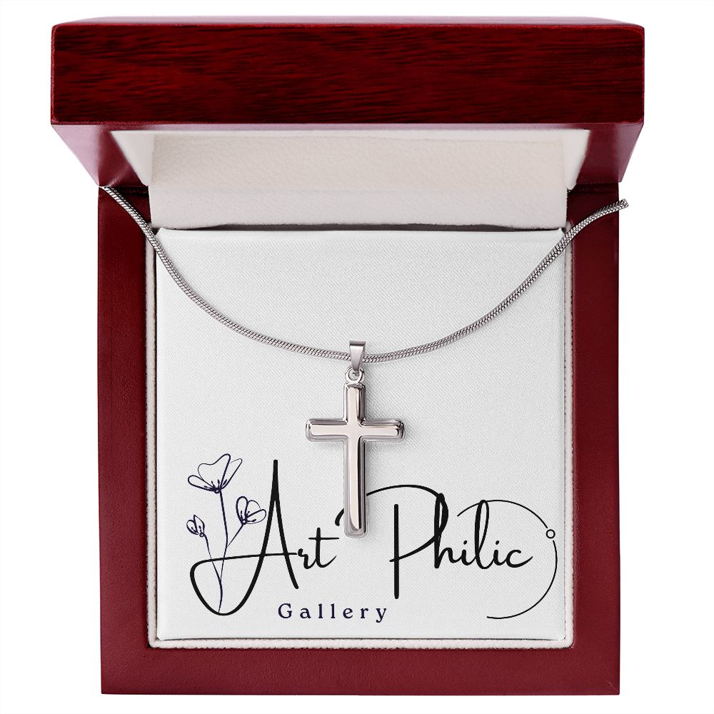 Stainless Cross Necklace w/MC