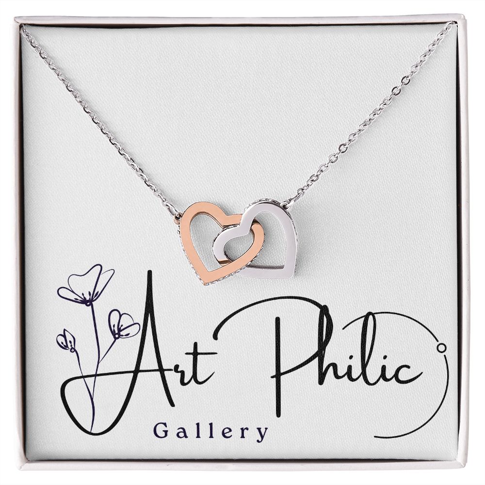 Interlocking Heart Necklace (Yellow & White Gold)