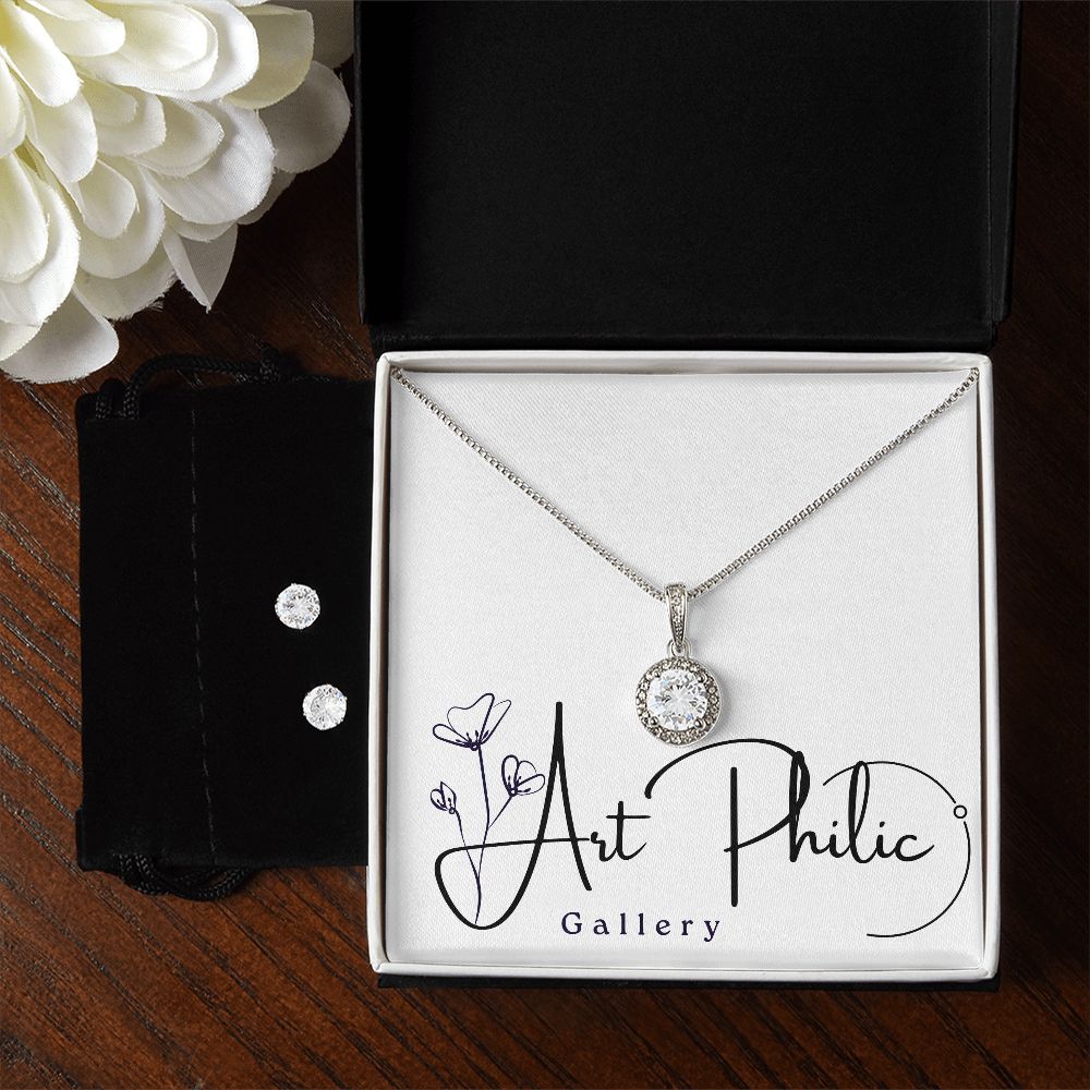 Eternal Hope Necklace + Clear CZ Earrings
