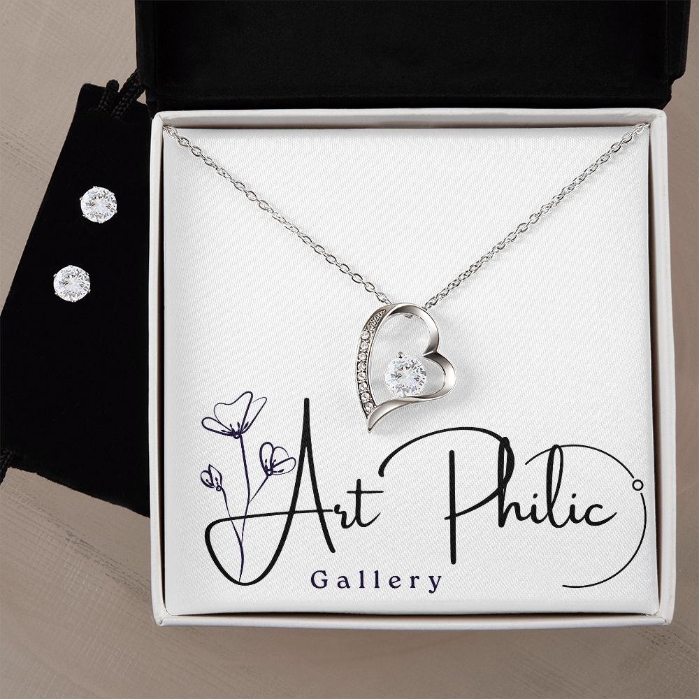Forever Love Necklace + Clear CZ Earrings